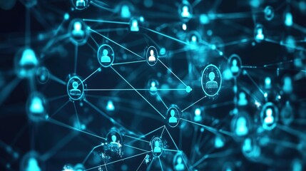 Poster - A digital representation of a peer-to-peer insurance network with interconnected user profiles.