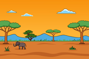 Wall Mural - Savanna Background art vector Design