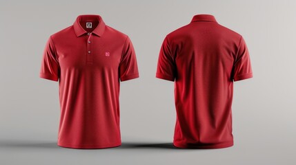 Red Polo Shirt Mockup - Front and Back View