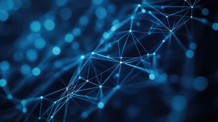 Poster - Abstract web of digital lines and nodes over a dark background, representing virtual connections, no people