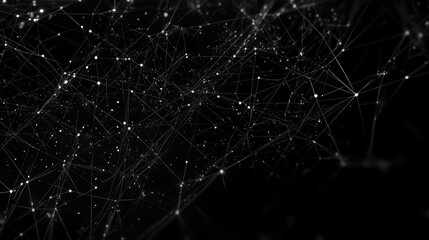 Poster - Abstract web of digital lines and nodes over a dark background, representing virtual connections, no people