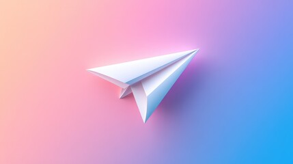 Minimalist email icon with a flying paper plane on a gradient background, representing sending a message, no people