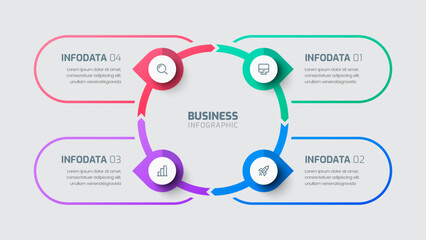 Wall Mural - Business infographic template with Thin Line circle label 4 Options Can be used for presentation