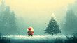 © suwatthana - Santa Claus Gazing at a Decorated Christmas Tree in the Snow