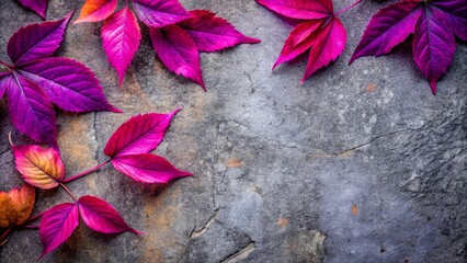 Sticker - Vibrant purple leaves on weathered concrete with warm earth tones, perfect for autumn-themed designs