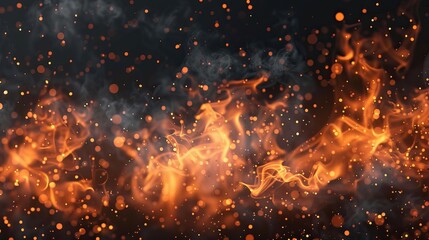 Wall Mural - Abstract Fire and Smoke with Glittering Particles