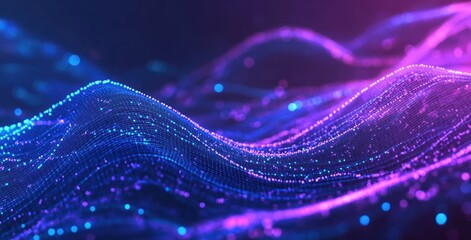Poster - Abstract Digital Landscape with Blue and Purple Lights