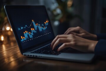 Poster - Woman Analyzing Financial Data on Laptop