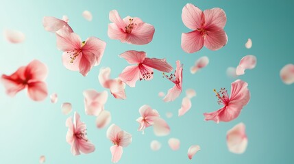 Canvas Print - Pink petals falling softly