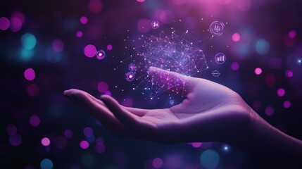 Hand Holding a Digital Network