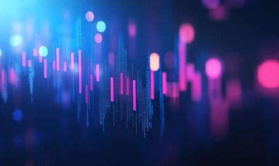 Poster - Abstract Digital  Financial Chart in Blue and Pink Tones