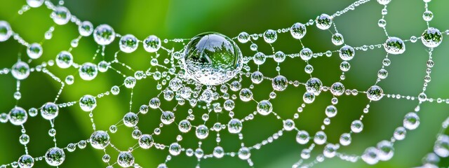 Poster - Dew drops on a spiderweb