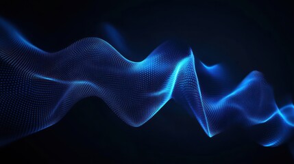 Poster - Abstract Blue Wave of Particles