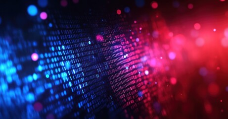  - Abstract Binary Code with Red and Blue Lights