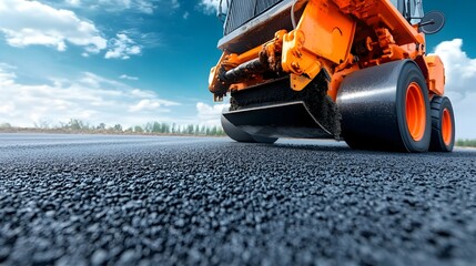 Poster - Asphalt Paving Machine Laying Down New Road Material for Infrastructure Project