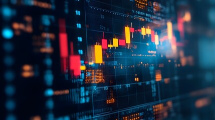 Aufkleber - Floating Digital Currency Symbols Over Financial Market Graph