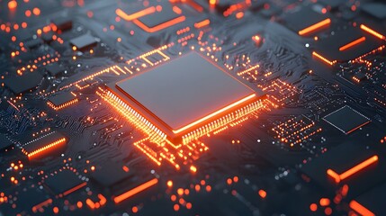 Aufkleber - Glowing Microchip Circuits and Data Streams Abstracting Advanced Technology