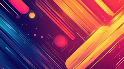 Poster - Abstract Geometric Pattern with Diagonal Lines and Rounded Shapes