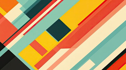 Poster - Abstract Geometric Pattern with Diagonal Lines and Vibrant Colors