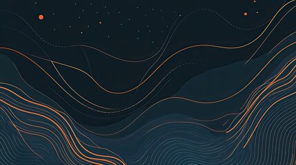 Poster - Abstract Dark Background with Orange Lines and Stars