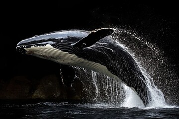 Wall Mural - Humpback Whale Leaping Out of the Water with a Splash