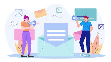teamwork showing business newsletters and internal announcements illustration business animated video