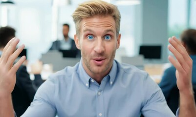 Sticker - Dutch Man Presenting Ideas to Diverse Colleagues in Office