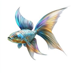 Wall Mural - Metallic Fish with Blue and Orange Scales.