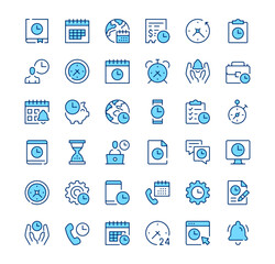 Poster - time icons. outline symbols. vector blue line icons set