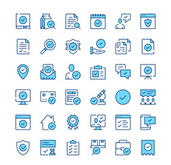 Wall Mural - Check mark icons. Outline symbols. Vector blue line icons set