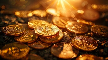 Wall Mural - Golden Bitcoin Cryptocurrency: A Shining Investment?