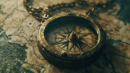 vintage compass on antique map navigation exploration adventure