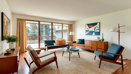 Wall Mural - Mid century modern living room background