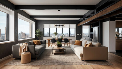 Wall Mural - Modern loft with open floor plan background