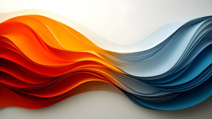 Wall Mural - Abstract Blue and Orange Paper Wave Background