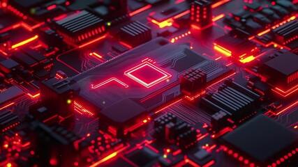 Poster - Computer motherboards and circuit boards. Abstract circuit board with a lot of micro chips. Main microchip on the motherboard. Tech science background. Semiconductor and circuit board. Circuit board 