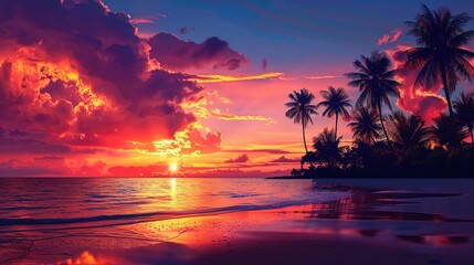 Tropical sunset wallpaper