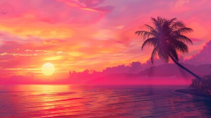 Tropical sunset wallpaper