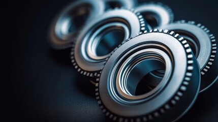 Close-Up of Roller Bearings with Black Background, Designed to Inspire Creative Presentation of Rotating Components