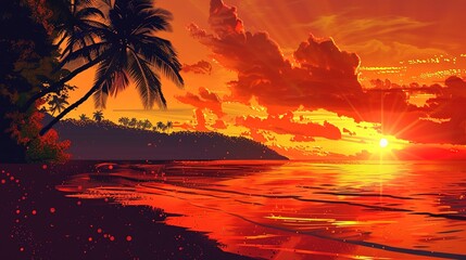 Tropical sunset wallpaper