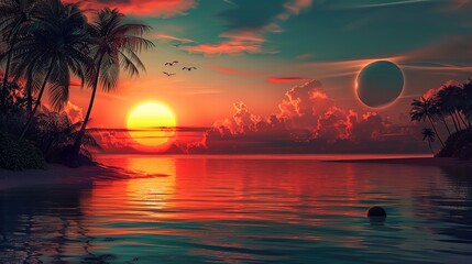 tropical sunset wallpaper