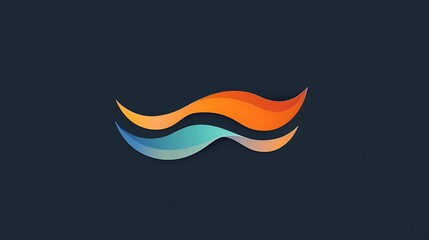 Wall Mural - Abstract Wave Logo with Orange and Blue Color Gradient