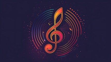 Wall Mural - Vibrant Treble Clef with Circular Patterns