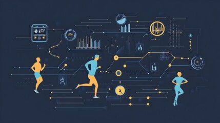 Poster - graphic showcasing the Internet of Things IoT ecosystem for wearable running technology highlighting GPS watches fitness trackers and other performance monitoring gadgets