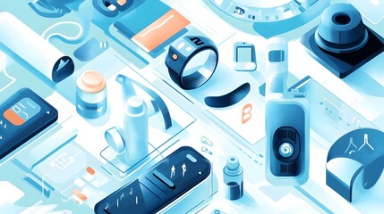 Poster - of Smart Wearable Devices and Trackers for Connected Running Accessories in the Internet of Things with Ample Copy Space for Overlays or Text