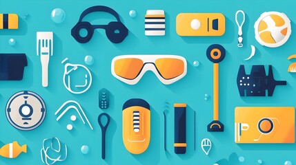 Poster - Innovative Connected Swimming Gear Featuring Waterproof Fitness Trackers and Smart Swim Caps that Showcase the Potential of the Internet of Things IoT Technology for Aquatic Sports and Wellness