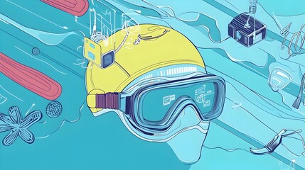 Poster - A graphic showcasing smart swimming gear with integrated Internet of Things IoT technology