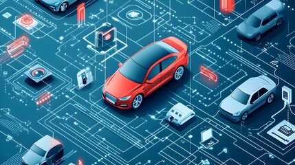 Poster - of the internet of things ecosystem for electric vehicles showcasing connected vehicle to grid techn
