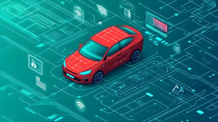 Poster - innovative graphic showcasing the of internet of things technology in electric vehicles