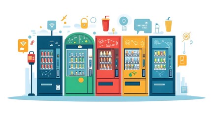 Poster - a graphic depicting the internet of things iot in vending machines showcasing connected beverage dis